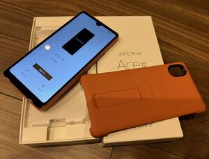 ワイモバイル A203SO SONY Xperia ACE Ⅲ ブリックオレンジ 純正ケースおまけ付き SIMフリー Android 14 4GB/64GB 