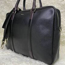 美品/A4収納●Paul Smith ポールスミス ブリーフケース トートバッグ ショルダー レザー 黒 マルチカラー 2way メンズ ビジネス 通勤 通学_画像1