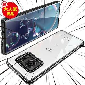 ★ブラック★ AQUOS R6 ケース クリア SH-51B TPU 透明 薄型 軽量 カバー スマホケース 耐衝撃 メッキ加工 ソフトケース 人気 カバー