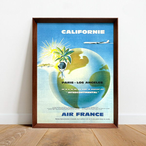 エールフランス カルフォルニア 広告 ポスター 1960年代 フランス ヴィンテージ 【額付】