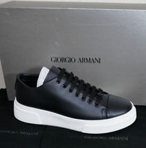 7.68万円 GIORGIO ARMANI ジョルジオアルマーニ レザースニーカー 41_画像1