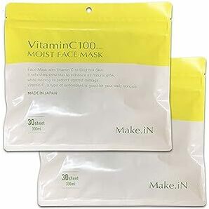 【55】【2袋セット】Make.iN Vitamin C 100 MOIST FACE MASK 30枚入 ビタミンC モイスト フェイスマスク パック 日本製 保湿 うるおい