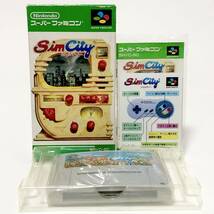 スーパーファミコン シムシティー 箱説付き 痛みあり 操作説明カード有 任天堂 Nintendo Super Famicom SimCity CIB Tested_画像1