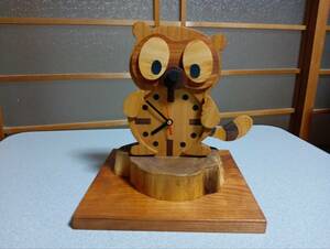 置時計　ファンシー　可愛い　かわいい 狸　たぬき　アナログ　木製　DIY　手作り　ハンドメイド　プレゼント