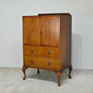 1930 period antique England mahogany material cabinet / storage chest Classic Britain Italy cat legs West roiz three . cocktail 