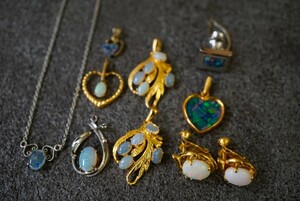 B1017 オパール ネックレス ペンダント イヤリング他 ヴィンテージ アクセサリー opal カラーストーン 大量 まとめて おまとめ まとめ売り