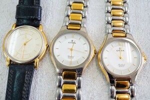 F769 CYMA/ Cima combination color wristwatch 3 point set brand accessory quartz lady's large amount together . summarize set sale immovable goods 