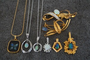 B1116 オパール ネックレス ペンダント ブローチ ヴィンテージ アクセサリー opal カラーストーン 大量 まとめて おまとめ まとめ売り