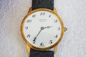 F946 FORTUNE GENEVE スイス SWISS 手巻き ゴールドカラー メンズ 腕時計 ブランド アクセサリー ヴィンテージ 不動品