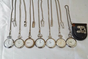 F934 abroad made contains pocket watch 7 point set Vintage accessory antique large amount together . summarize set sale quartz immovable goods 