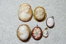 B2225 シェルカメオ CAMEO ペンダント ブローチ セット ヴィンテージ アクセサリー 貴婦人 人像 大量 まとめて おまとめ まとめ売り_画像1