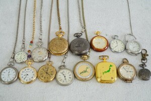 F1031 abroad made contains pocket watch 15 point set Vintage accessory antique large amount together . summarize set sale quartz immovable goods 