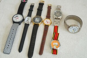 F1389 Snoopy /SNOOPY 7 point set PEANATS wristwatch quartz accessory men's lady's large amount together . summarize set sale immovable goods 