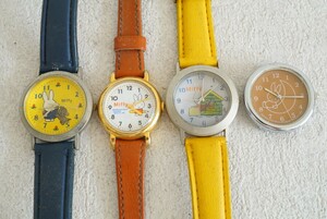 F1387 Miffy/ Miffy character wristwatch face face 4 point set accessory large amount together . summarize set sale immovable goods 