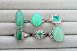 B1354 green stone natural stone series ring ring color stone Vintage accessory large amount set together . summarize set sale color stone 