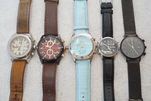 F2 chronograph men's lady's wristwatch 5 point set accessory quartz large amount together . summarize set sale immovable goods 