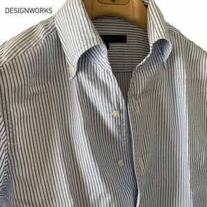 DESIGNWORKS/イタリアンカラー/ストライプ/コットンシャツ