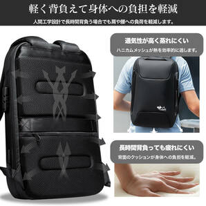 [THREE RABBITS] リュック ビジネスリュック リュックサッ 15.6インチ キャリーサポート USB充電ポート 盗難防止 [TR-BAG001-BK]の画像7