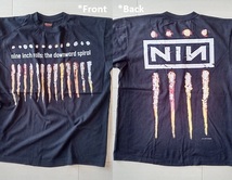 ★［ XL ］「 nine inch nails バンド ビンテージスタイル プリントTシャツ (*BIO) 」新品_画像1