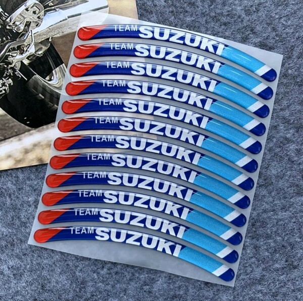 SUZUKI スズキ　★　立体樹脂　★ リムステッカー 12枚/シート バイク ホイール モンエナ デカール　 ホイールリム　バイクアクセサリー