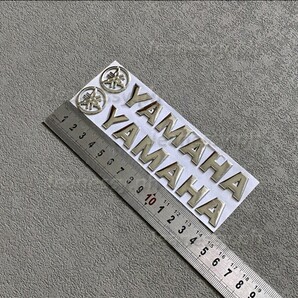 Yamaha ヤマハ　3D 立体エンブレム バイクステッカー 【シルバー】 送料無料　Bike Sticker デカール　2枚セット