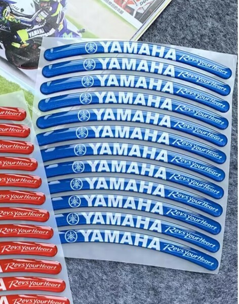 Yamaha ヤマハ 3D 立体樹脂 反射 リムステッカー 12枚/シート バイク ホイール モンエナ デカール　★ 防水反射
