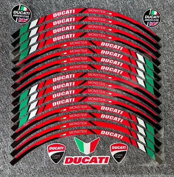 防水反射　DUCATI　Rim sticker ドゥカティリムステッカー　17インチ 汎用 ホイールリムステッカー バイクステッカー デカール