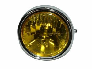 メッキ ヘッドライト 180パイ 黄ガラス HeadLight Yellow lens 送料込 70-1796 