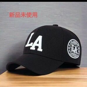 【新品】LA刺繍 キャップ 野球帽 メンズ レディース 男女兼用　ブラック