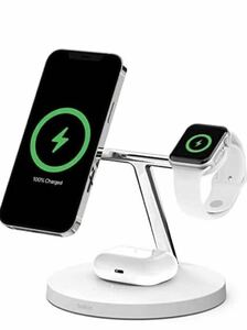 Belkin ベルキン MagSafe充電器 iPhone Watch AirPods Apple ワイヤレス充電器 3in1 ホワイト