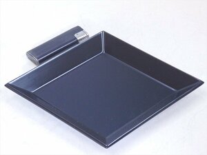 ★状態良好！【真塗菱盆　紙箱入り】木製漆器　サイズ：23.2×18.8×高さ2.4cm　茶道具 茶器