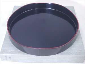 ★未使用！真塗【山道盆　紙箱入り】木製漆器　直径27.3×高さ3.8cm　茶道具 茶器