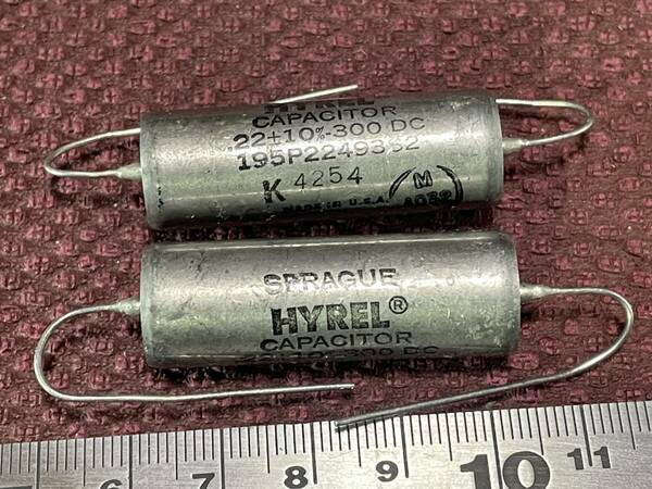 SPRAGUE 195P ''HYREL'' ビンテージ オイルペーパー コンデンサ 0.22uF/ 300V ×２個