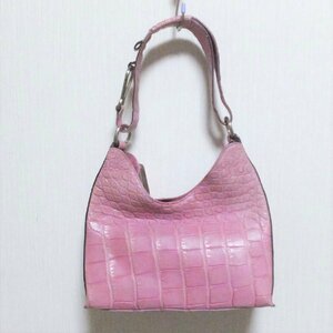 Q454 new goods EMA YY Firenze pink crocodile shoulder bag Italy made leather leather wani