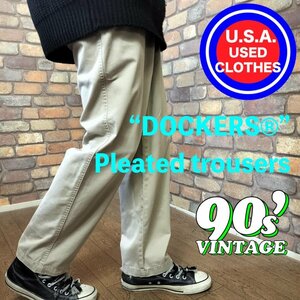 BP2-607【175cm普通体型】90’s VINTAGE【DOCKERS】グランジ ワークチノ【W28 メンズ S】ワークパンツ チノパン ヴィンテージ