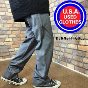 BP2-645【175cm普通体型】アメリカ買付品★美品【KENNETH COLE】美シルエット グレーカラー ウールパンツ【30R メンズ M】ゴルフ モード