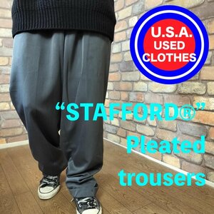 BP2-650【175cm普通体型】USA古着★ストアブランド【STAFFORD by JC Penney's】グレーカラー ワイドパンツ【W34 メンズ L】ダボパン 状態◎