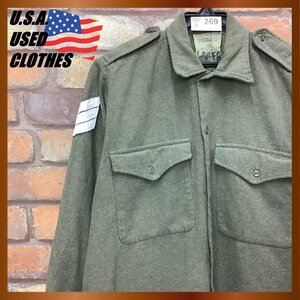 SD3-269★希少★60~70's★階級章付き【BRITISH ARMED FORCES イギリス軍】オリーブ ウール コンバットシャツ【メンズ S~M】緑 ミリタリー