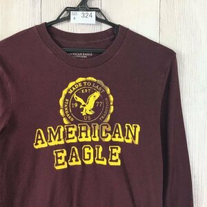 SD4-324★アメリカ古着★【American Eagle アメリカンイーグル】BIGプリント クルーネック 長袖 Tシャツ【メンズ XS/ユース L 150-160】