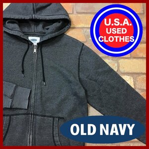 ME11-873★USA古着★特価品★【OLD NAVY オールドネイビー】ジップアップ スウェットパーカー【S】チャコールグレー アメカジ フーディ