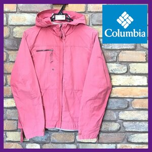 ME7-569★アメリカ購入★正規品★【Columbia コロンビア】90's 旧タグ コットンナイロン フードジャケット【レディース M】くすみピンク