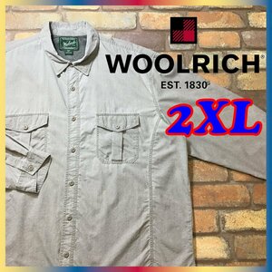 ME9-051★美USED★海外BIGサイズ★【WOOLRICH ウールリッチ】リップストップ 長袖 アクティブ ナイロンシャツ【メンズ XXL】グレー 釣り