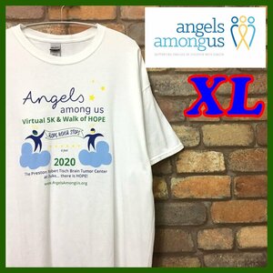 ME11-051★BIGサイズ★状態良好★【Angels Among Us】白 USAイベント 半袖 Tシャツ【メンズ XL】USA古着 GILDAN マラソン スポーツ ワーク