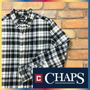 ME8-951★USA買付商品【CHAPS チャップス】長袖 コットンネルシャツ【メンズ S】紺 黒 白 青 フランネル ワークシャツ 作業着 BDシャツ