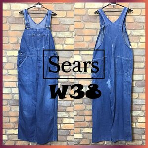 OP1-005★激レア★70's★BIGサイズ★雰囲気抜群★【Sears シアーズ】VINTAGE デニム オーバーオール【W38×L30】サロペット ドーナツボタン