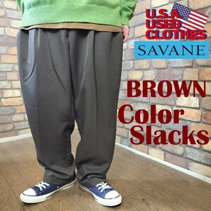 BP3-038【USA古着 SAVANE】ブラウンカラー ワイドパンツ【モデル175cm】【W38 94センチ】茶スラ ヴィンテージ Y2K ダボパン ゆるダボ