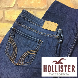 SDN4-021★USA直輸入★良品★伸縮生地【HOLLISTER ホリスター】5ポケット スキニーデニムパンツ【W29×L32】インディゴ 細身 古着 アメカジ