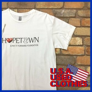 ME11-094★アメリカ直輸入◆状態良好◆【A PAY IT FORWARD FOUNDATION】白 ヘビーウェイト 半袖 Tシャツ【メンズ L】USA古着 クルーネック