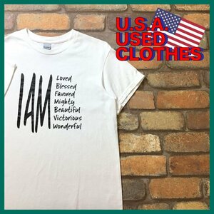 ME10-964★アメリカ直輸入★状態良好★【GILDAN ギルダン】ホワイト プリント 半袖 Tシャツ【メンズ S】USA古着 グラフィック テキスト