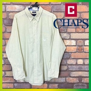 ME9-459★USA買付商品★良品★【CHAPS チャップス】コットンポリ 防シワ ボタンダウン グラフチェックシャツ【メンズ L】黄 長袖 USA古着